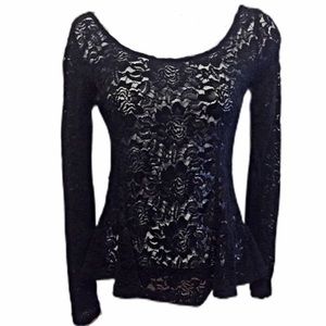 H&M Divided Long Sleeve Black Lace Top